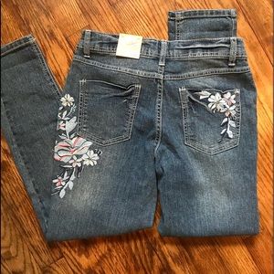 Mudd floral embellished straight leg jeans